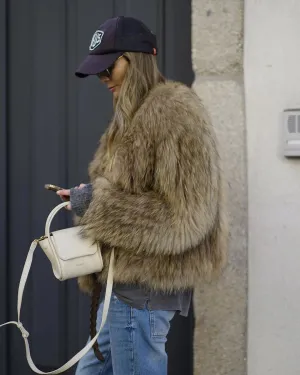 Thick Faux Fur Jacket V-Neck New Style Chic Warm Coat