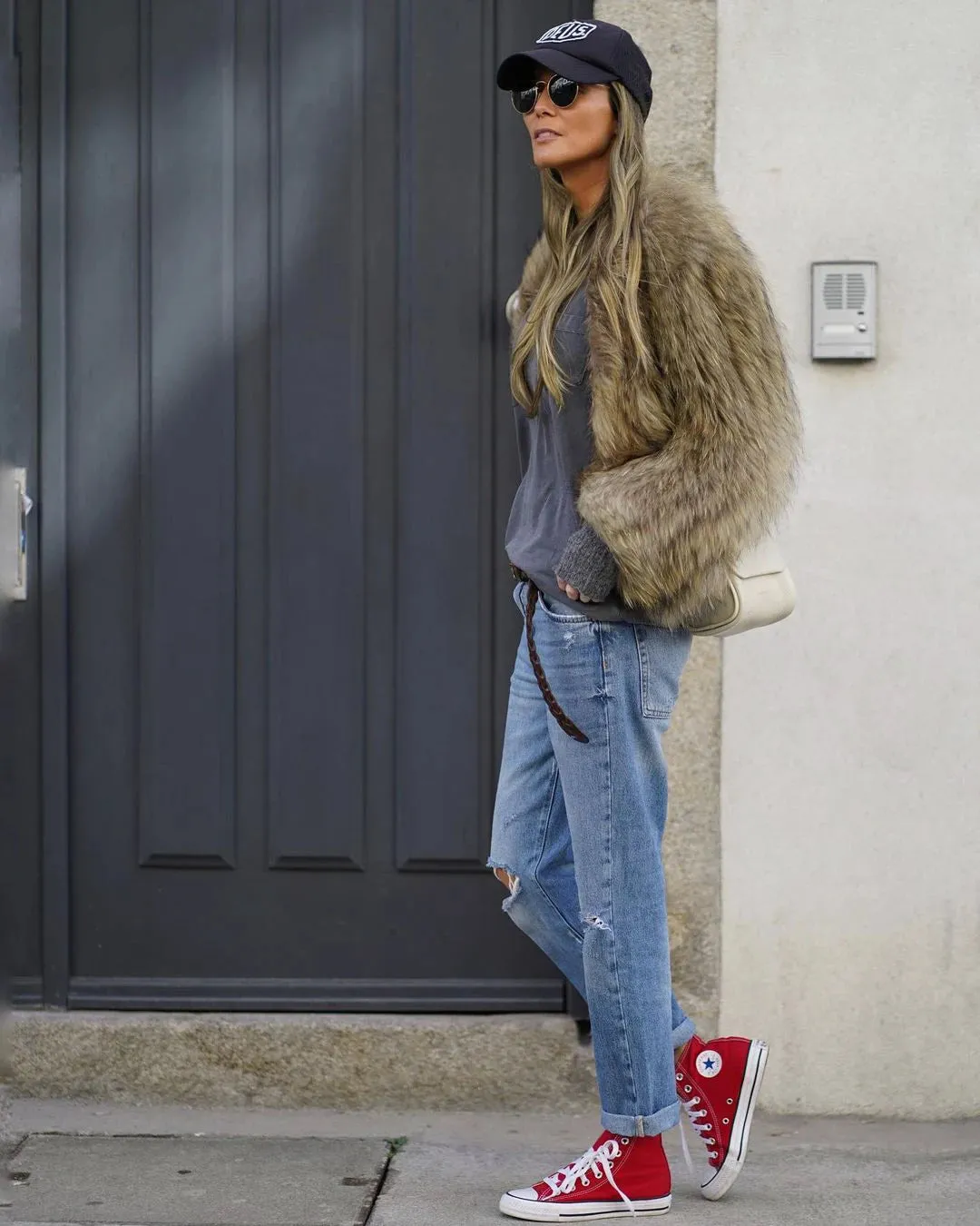 Thick Faux Fur Jacket V-Neck New Style Chic Warm Coat