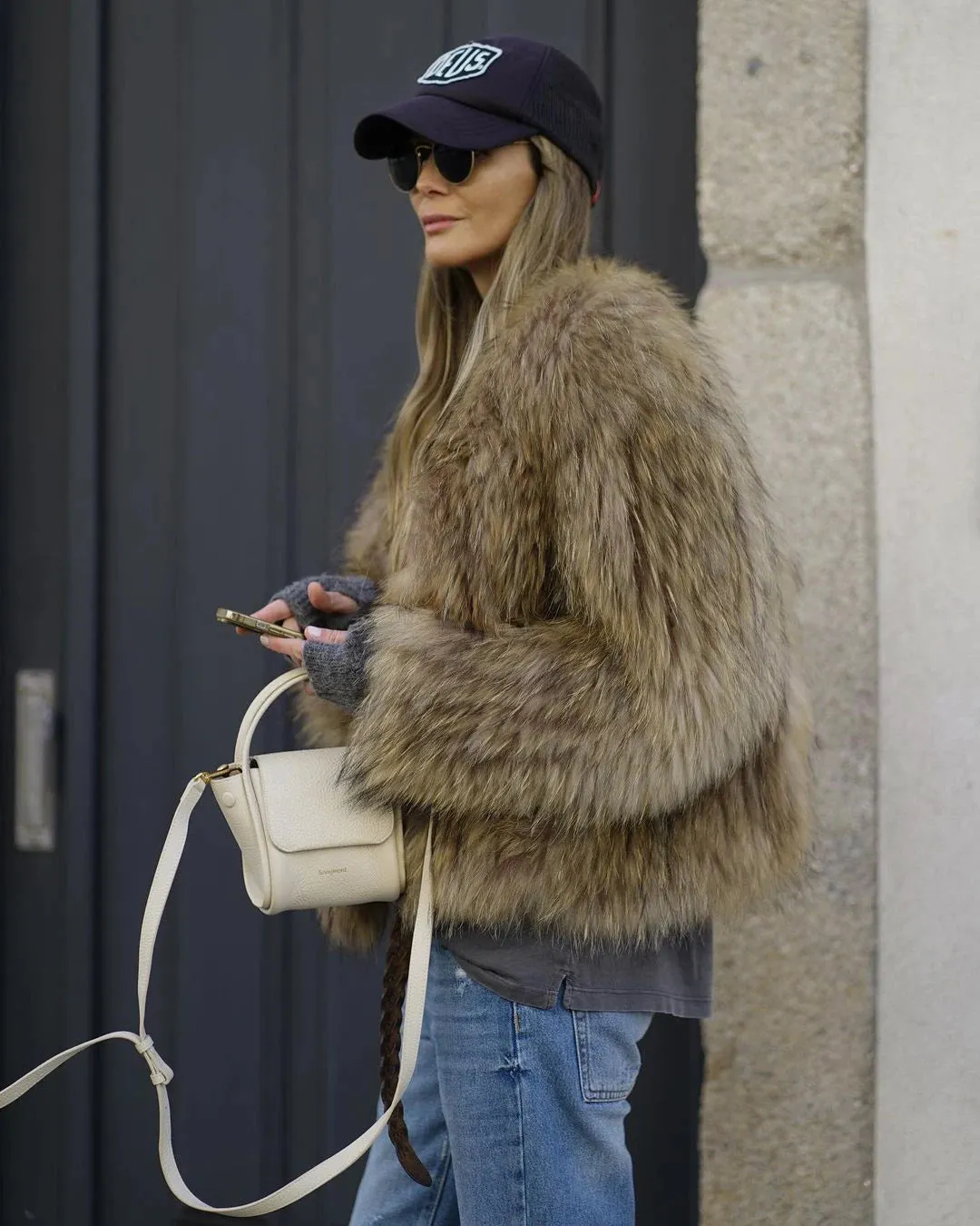 Thick Faux Fur Jacket V-Neck New Style Chic Warm Coat