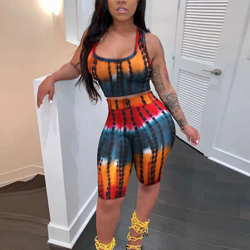 Tie Dye Print Sleeveless Romper