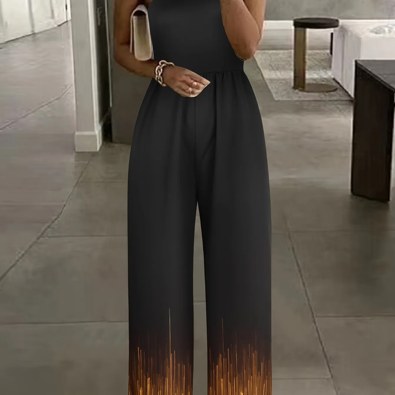 Tie-dye smudge gradient one-shouldered off-the-shoulder casual dating jumpsuit trousers women's fashion jumpsuit