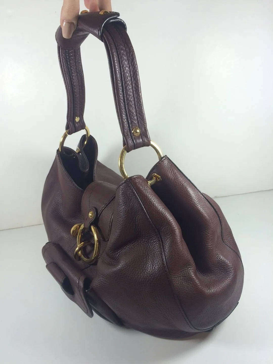 TOD's Brown Leather Hobo Shoulder Bag w/ Gold Hardware