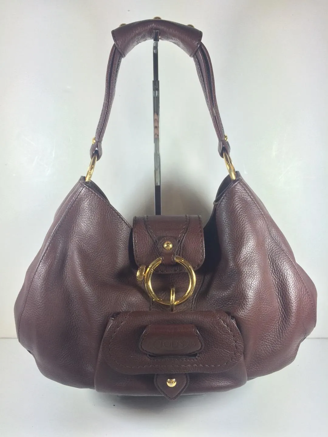 TOD's Brown Leather Hobo Shoulder Bag w/ Gold Hardware