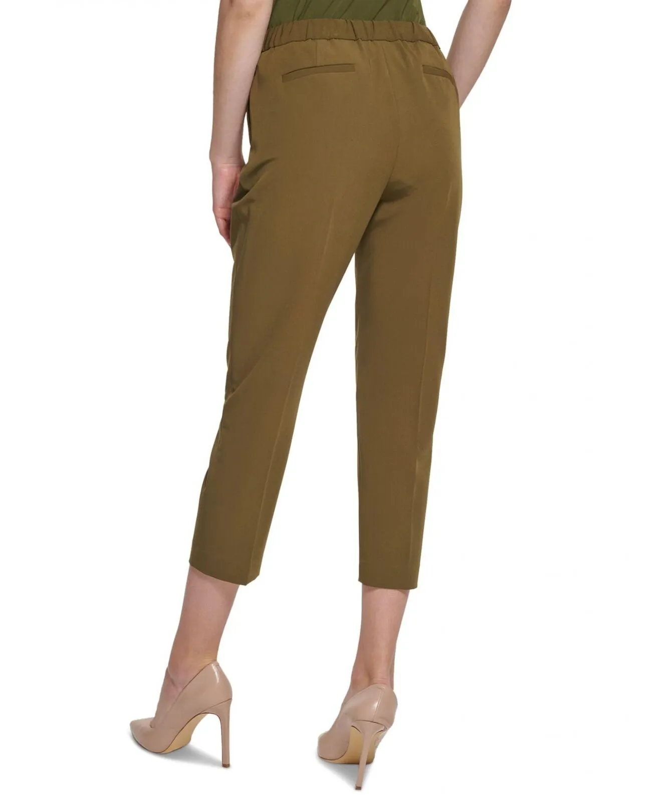 Tommy Hilfiger Women's Sloane Cropped Ankle Pants H26P017B Dark Olive Green 8