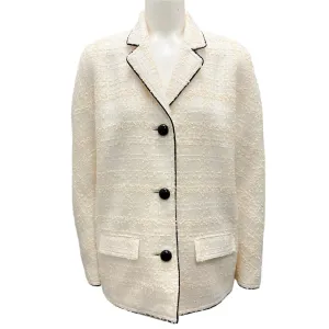 Tory Burch Ivory / Black 2021 Shimmer Boucle Tweed Jacket