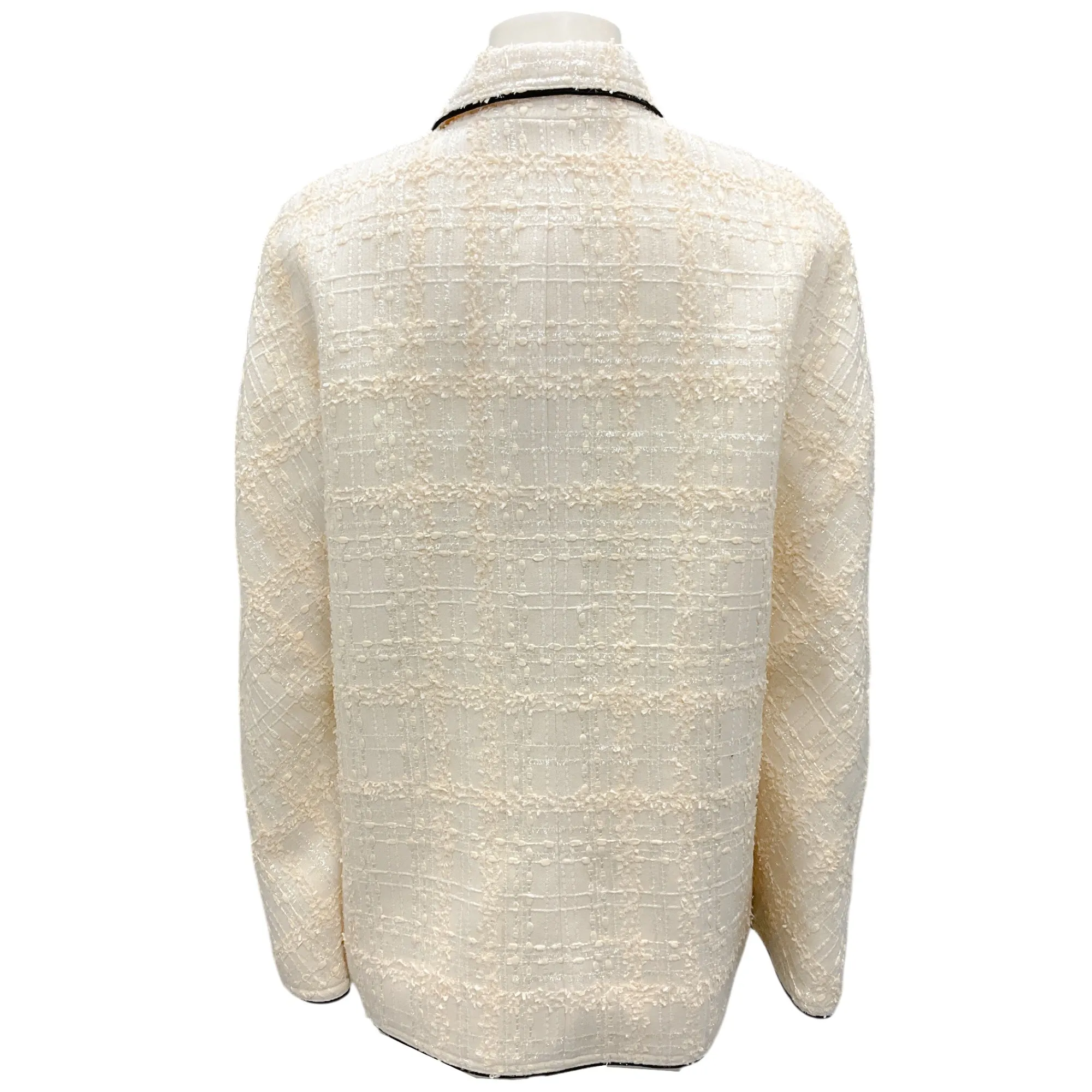 Tory Burch Ivory / Black 2021 Shimmer Boucle Tweed Jacket