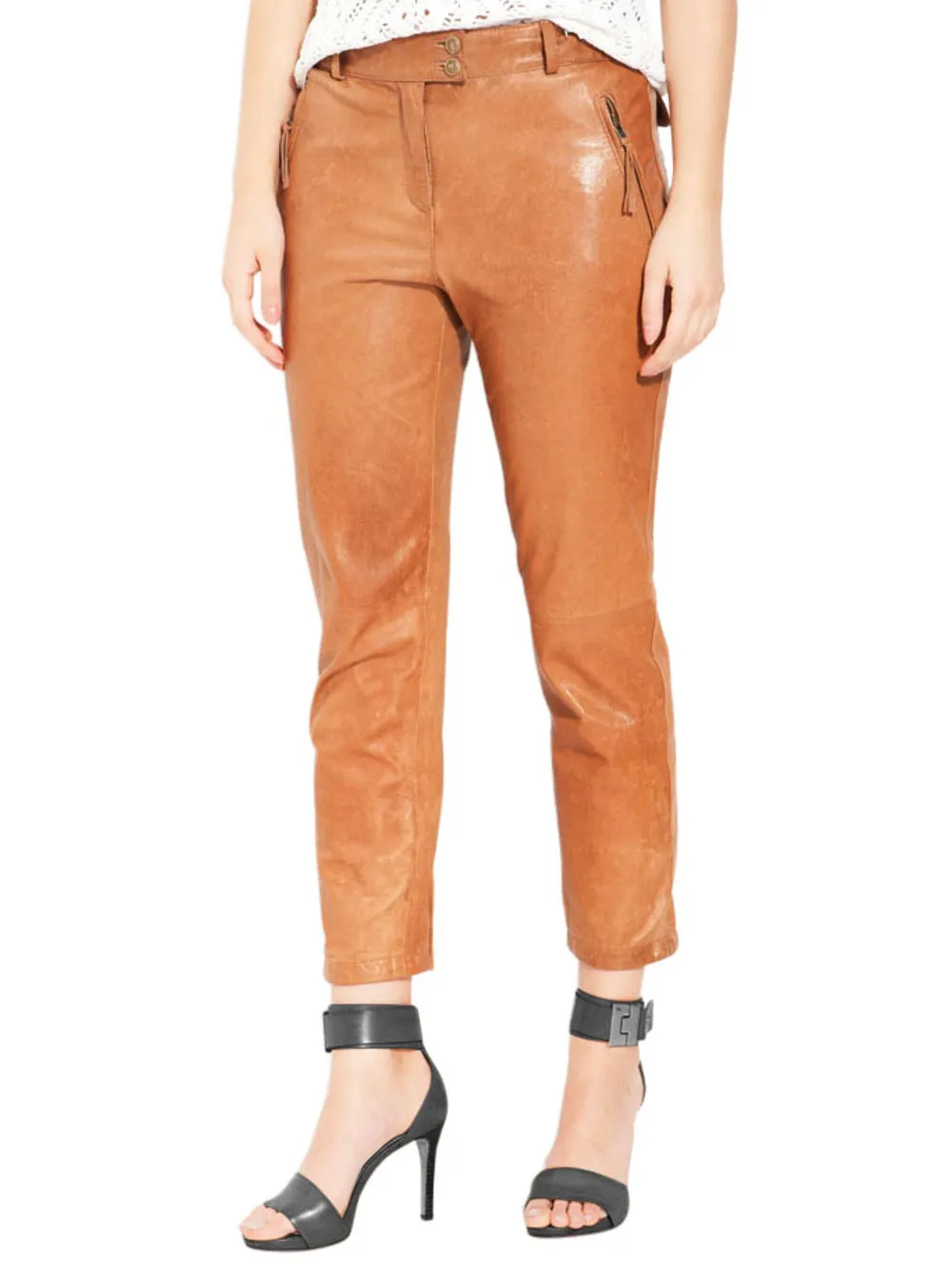 Trendy Ankle-Length Leather Pants