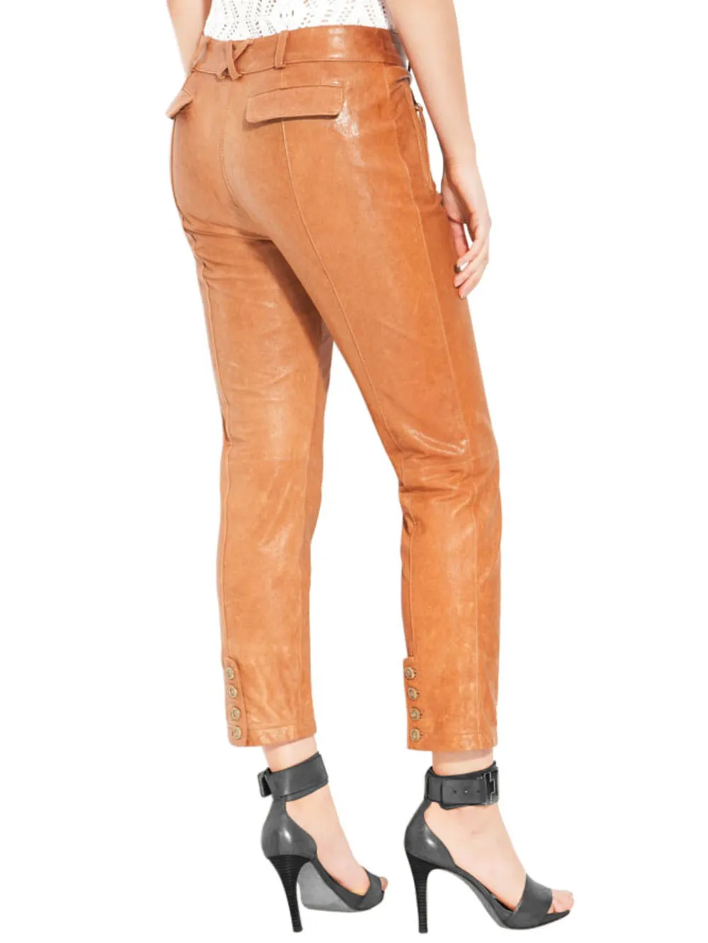 Trendy Ankle-Length Leather Pants
