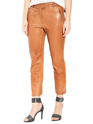 Trendy Ankle-Length Leather Pants