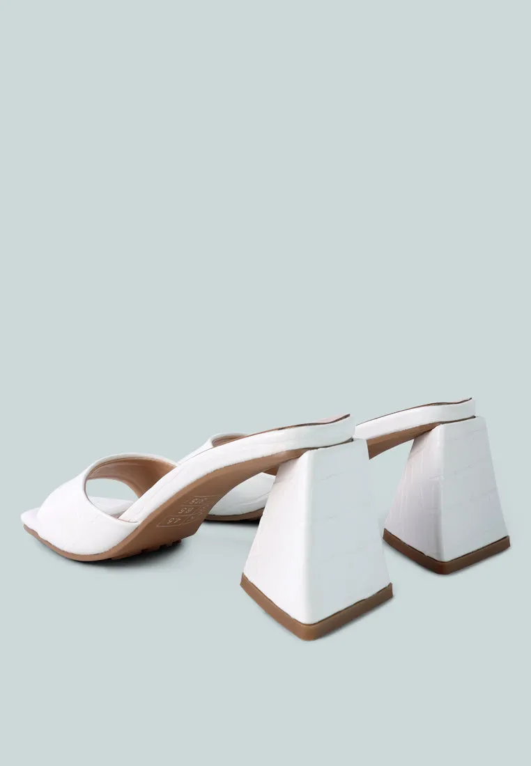 Trinity Croc Pattern Triangle Heel Sandals By Ruw