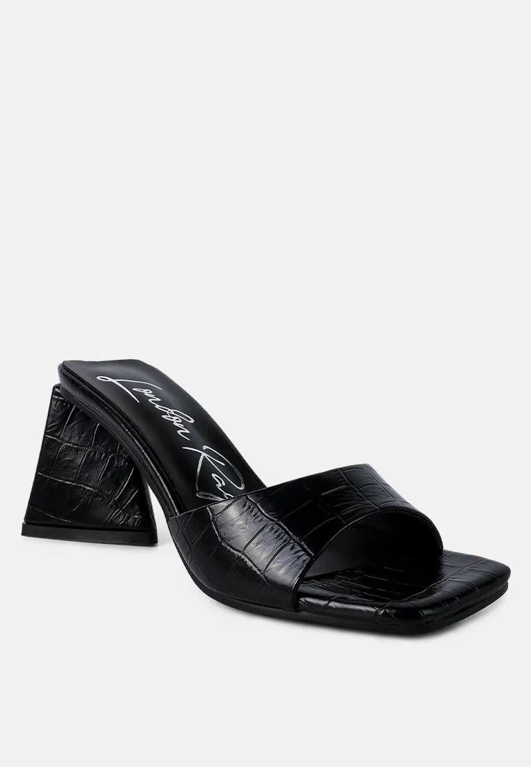 Trinity Croc Pattern Triangle Heel Sandals By Ruw
