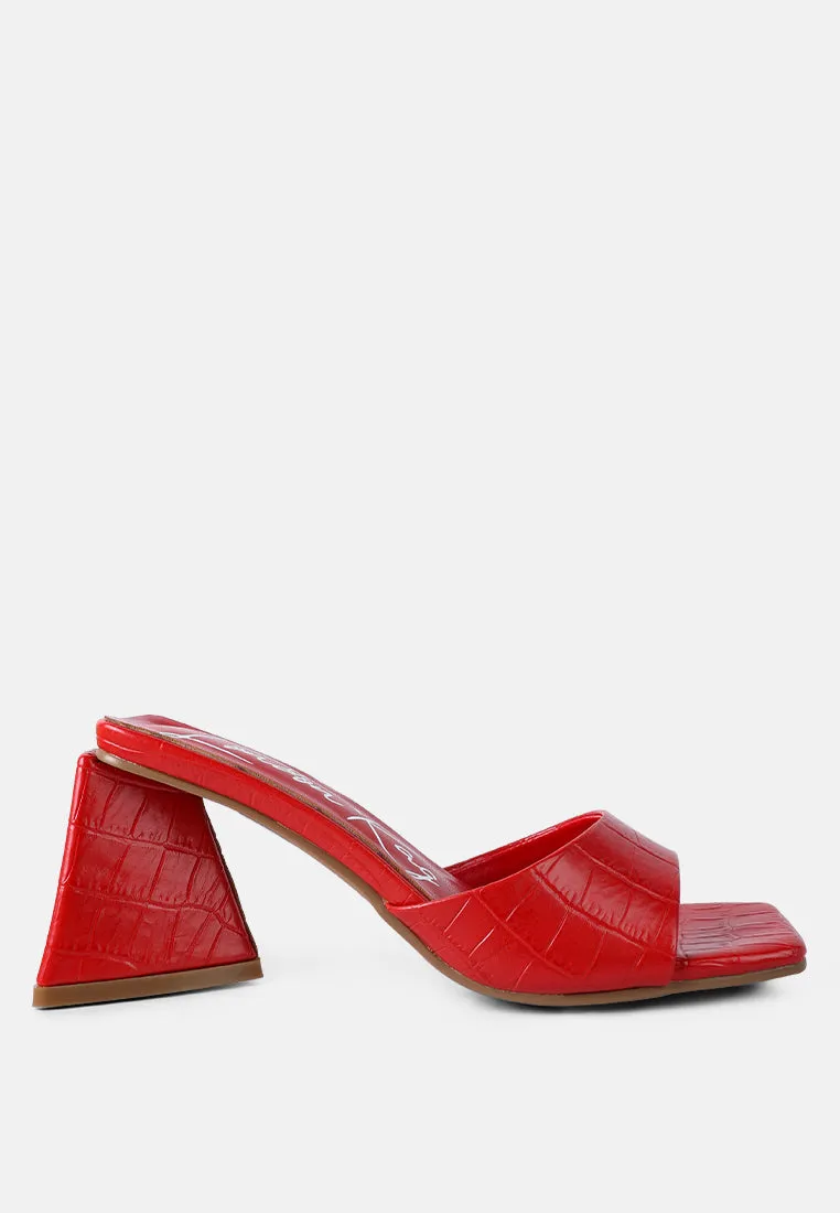 Trinity Croc Pattern Triangle Heel Sandals By Ruw