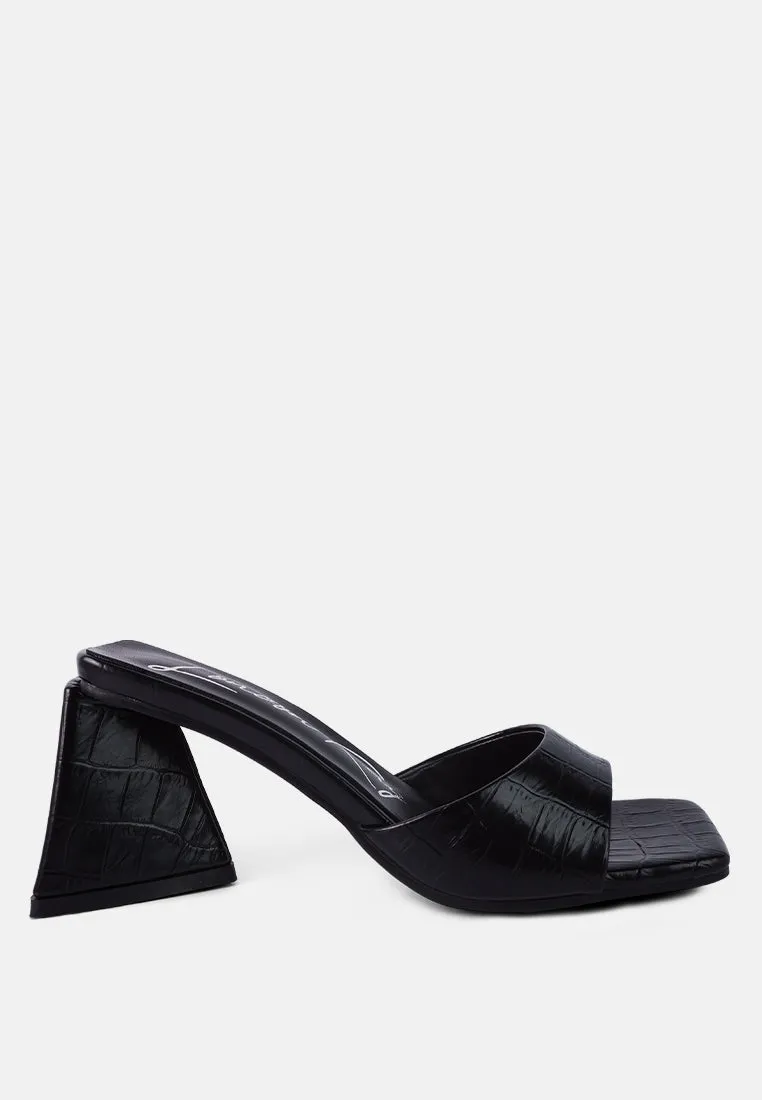 Trinity Croc Pattern Triangle Heel Sandals By Ruw
