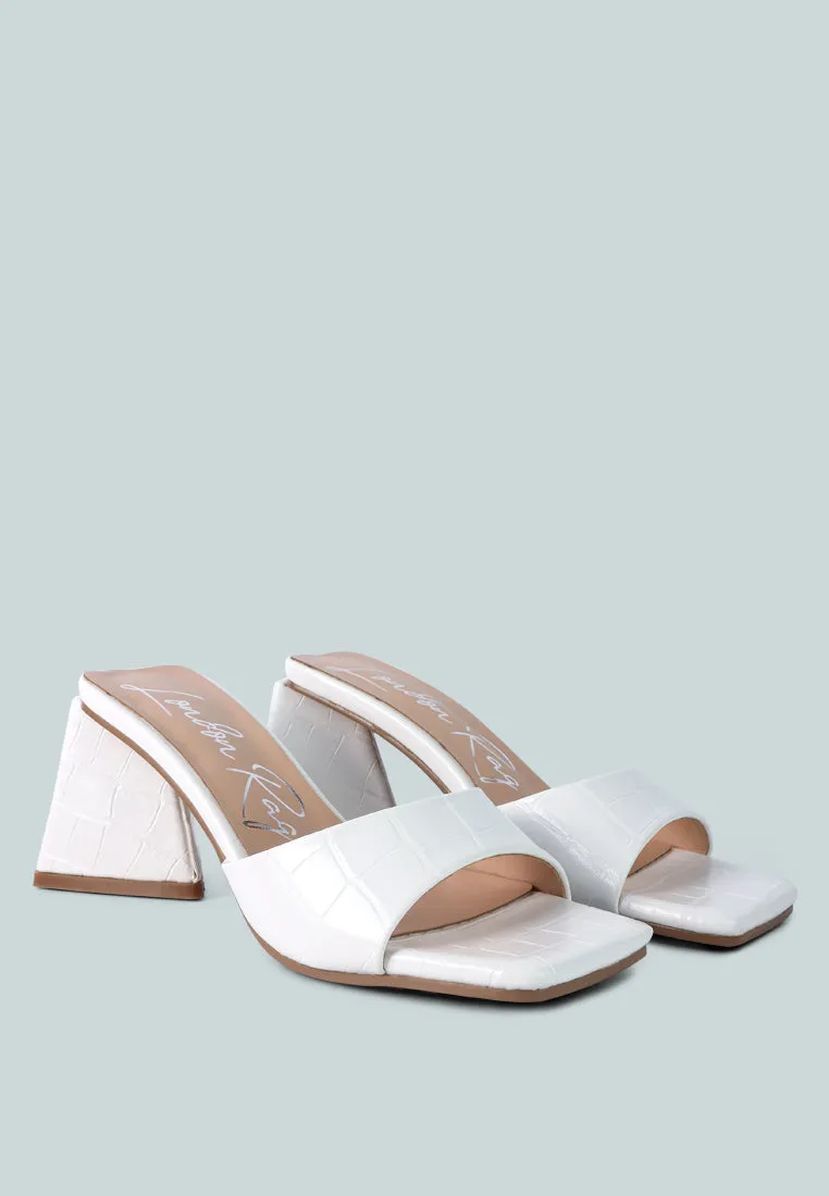 Trinity Croc Pattern Triangle Heel Sandals By Ruw