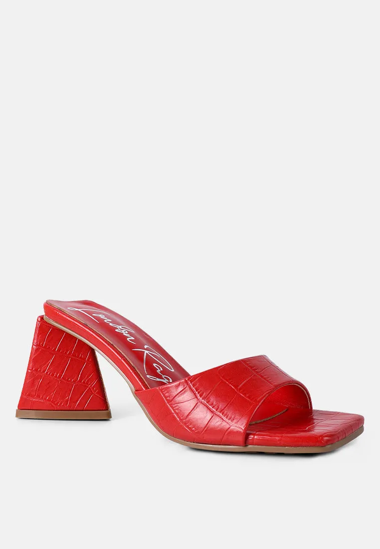 Trinity Croc Pattern Triangle Heel Sandals By Ruw