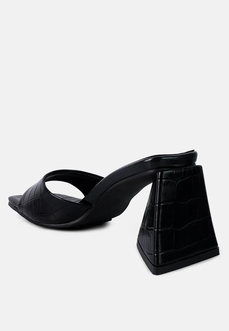 Trinity Croc Pattern Triangle Heel Sandals By Ruw
