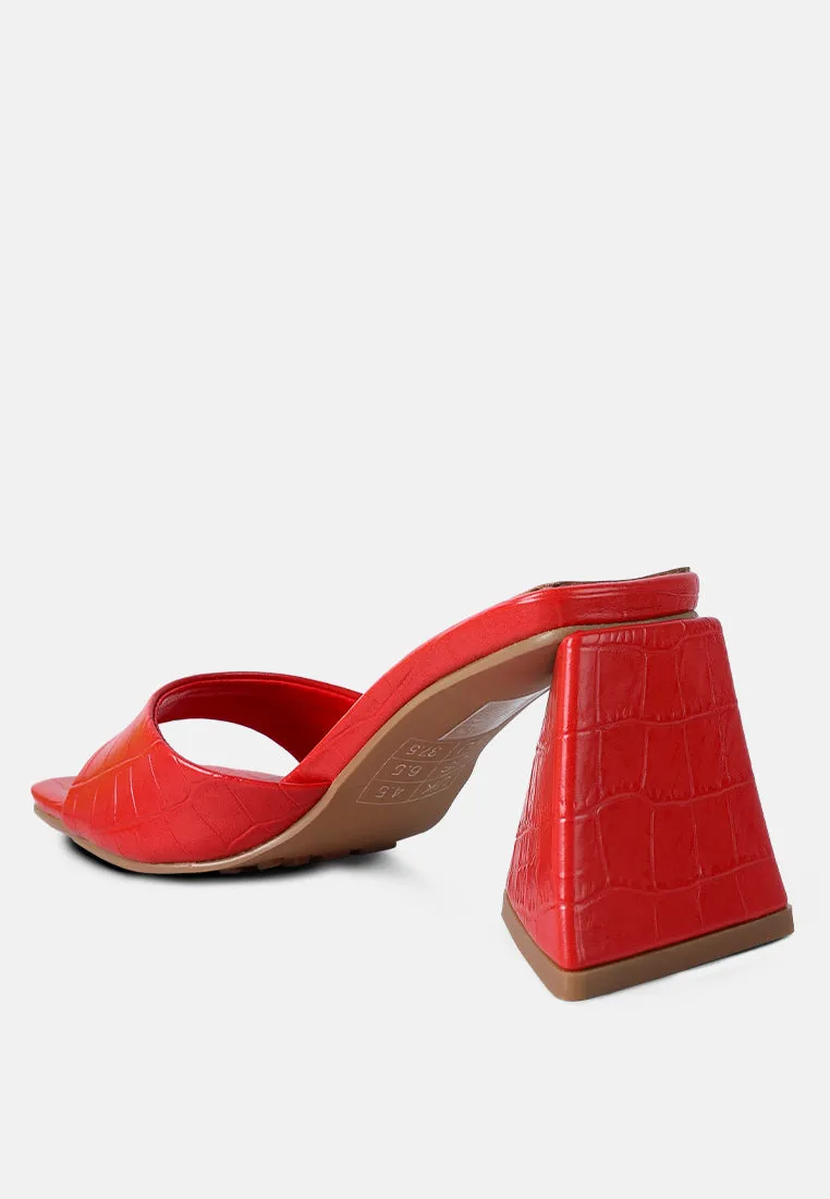 Trinity Croc Pattern Triangle Heel Sandals By Ruw