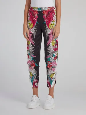 Tropical Print Cropped Harem Pants