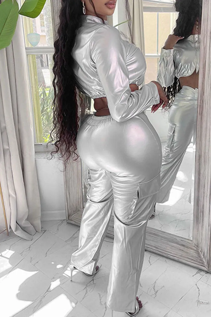 UH0405 Metallic Shirt and Pants Set
