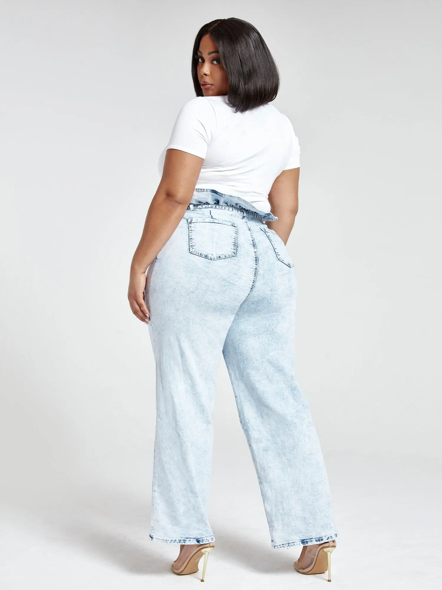 Ultra High Rise Paperbag Waist Wide Leg Jeans - Tall Inseam