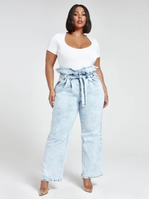 Ultra High Rise Paperbag Waist Wide Leg Jeans - Tall Inseam