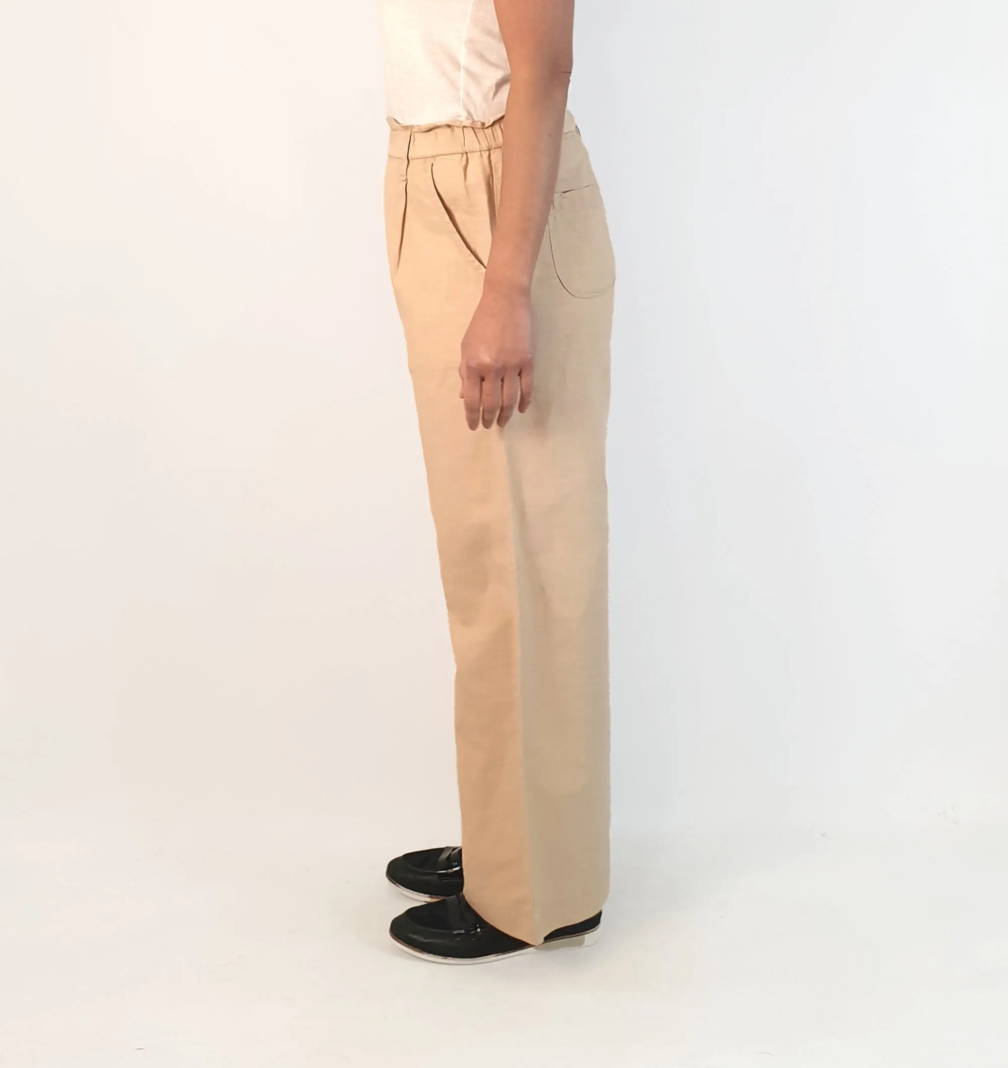 Uniqlo beige flax/cotton wide leg pants with pockets size M (small fit, best fits 10)