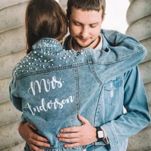 Unique Customized Denim Wedding Jacket