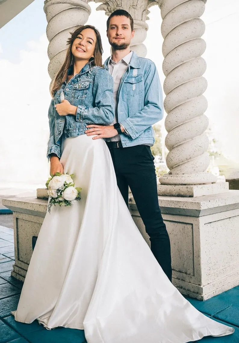 Unique Customized Denim Wedding Jacket