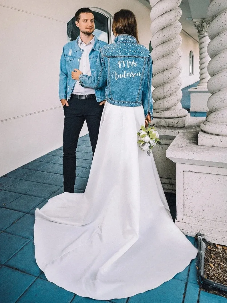 Unique Customized Denim Wedding Jacket