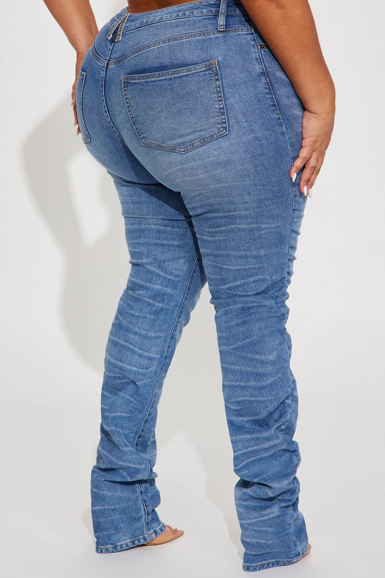 Up To No Good Stacked Straight Leg Jeans - Light Wash