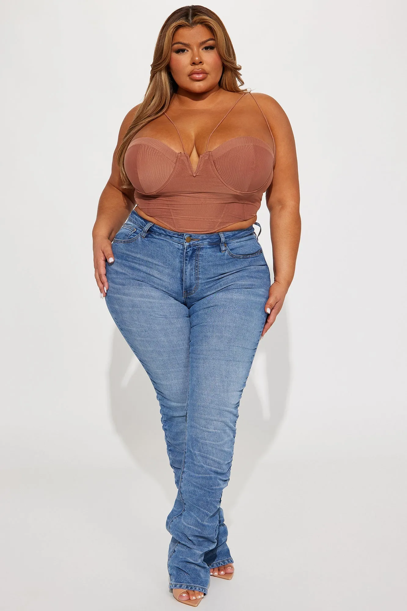 Up To No Good Stacked Straight Leg Jeans - Light Wash