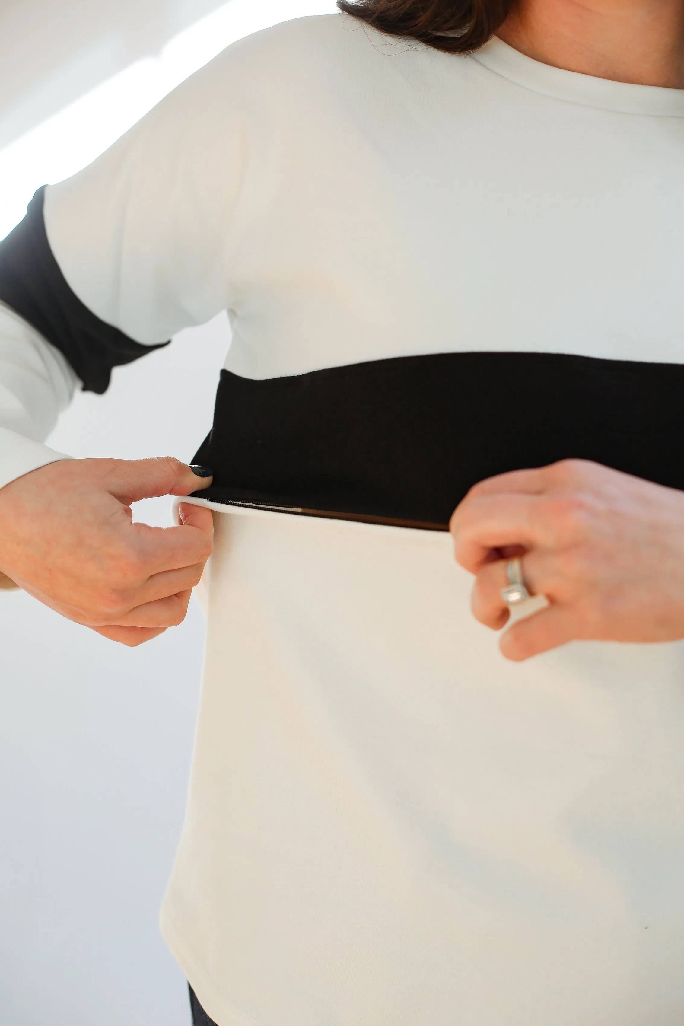 Varsity Dual Zip Breastfeeding Long Sleeve