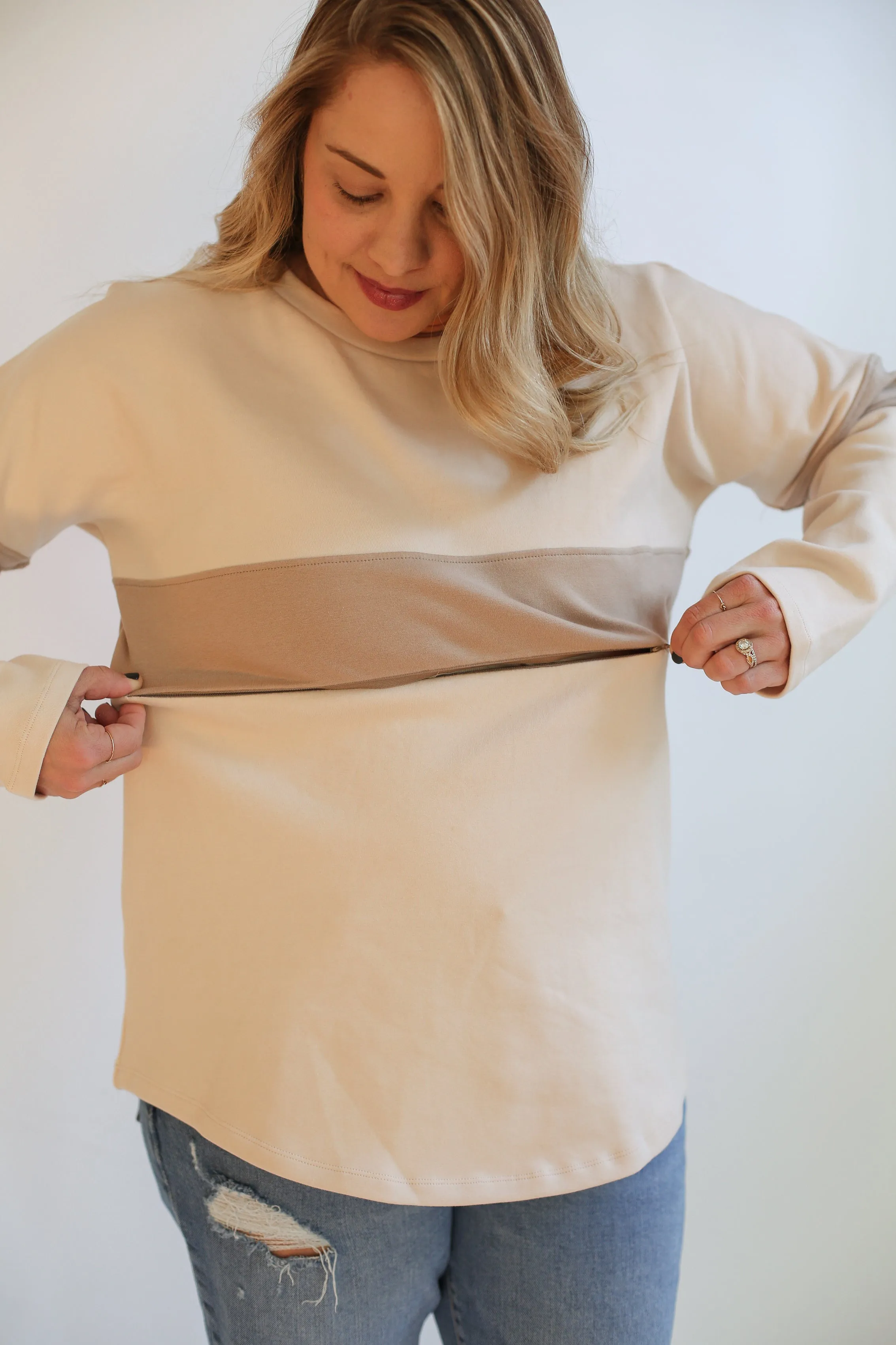 Varsity Dual Zip Breastfeeding Long Sleeve