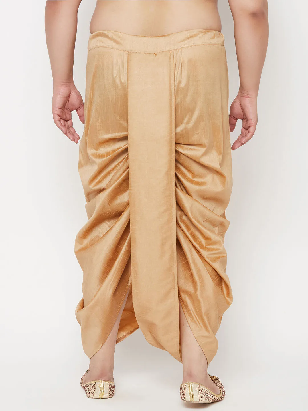 Vastramay Men's Plus Size Rose Gold Cotton Blend Traditional Dhoti