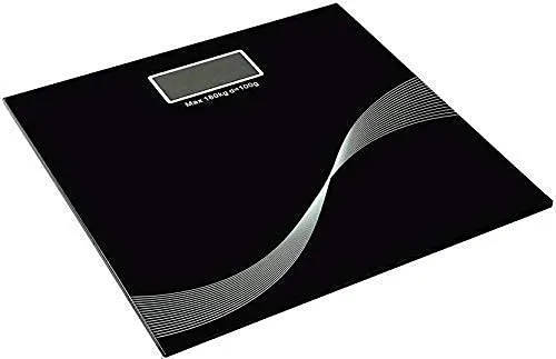 VELLURA SALES® Personal Digital Bathroom Weighing Scale glass weight Machine for body weight measurement (8mm White Round Weighing machine) (180 KG, BLACK GLASS)