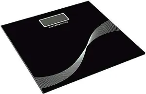 VELLURA SALES® Personal Digital Bathroom Weighing Scale glass weight Machine for body weight measurement (8mm White Round Weighing machine) (180 KG, BLACK GLASS)