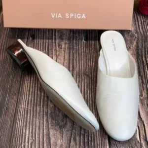 VIA SPIGA Porcelain (White) Leather Chaney Mule 9M