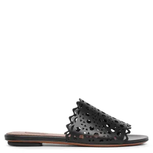 Vienne black leather mules