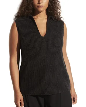 Vince V-Neck Collared Wool & Cashmere-Blend Vest