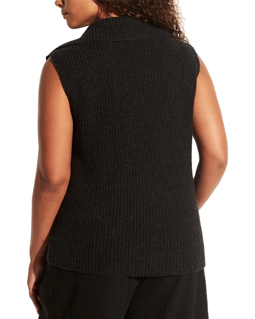 Vince V-Neck Collared Wool & Cashmere-Blend Vest