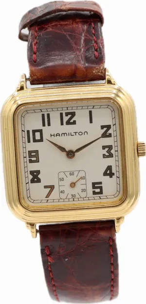 Vintage 28mm Hamilton 6188 Square Stepped Bezel Men's Quartz Wristwatch