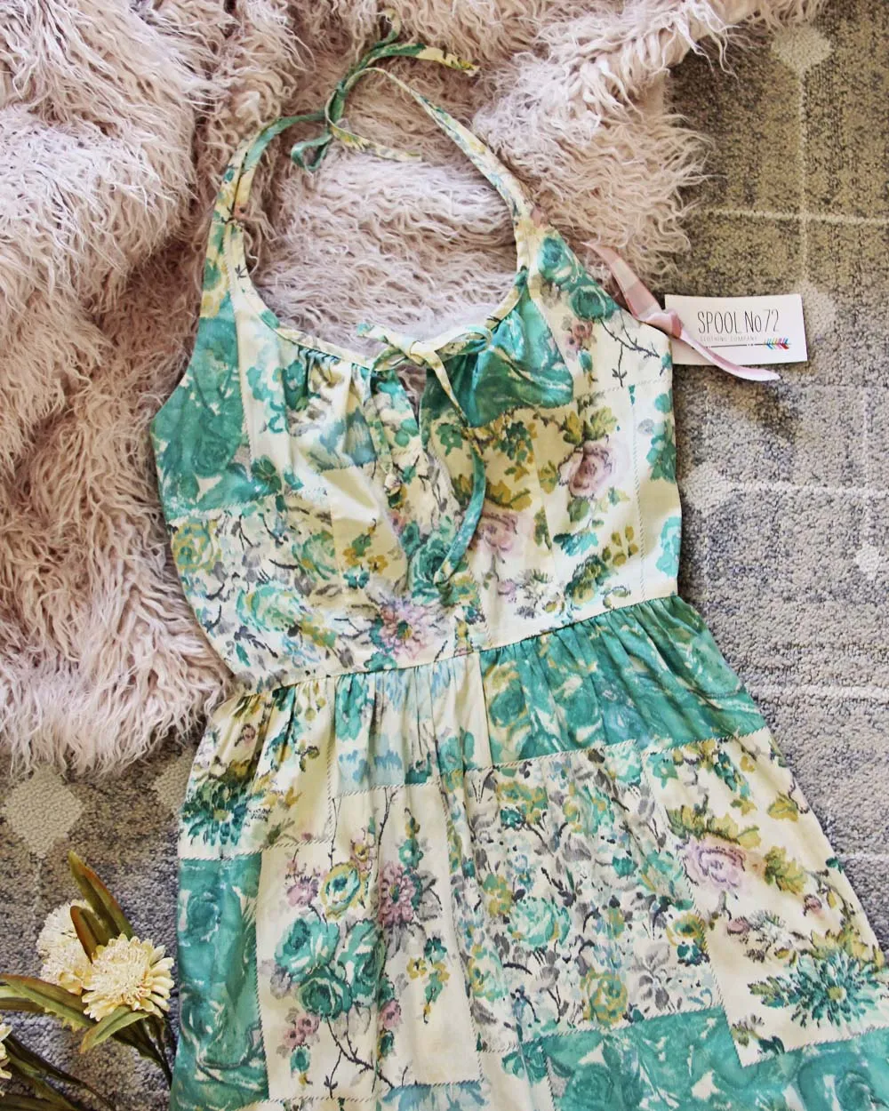 Vintage 70's Rose Vine Dress