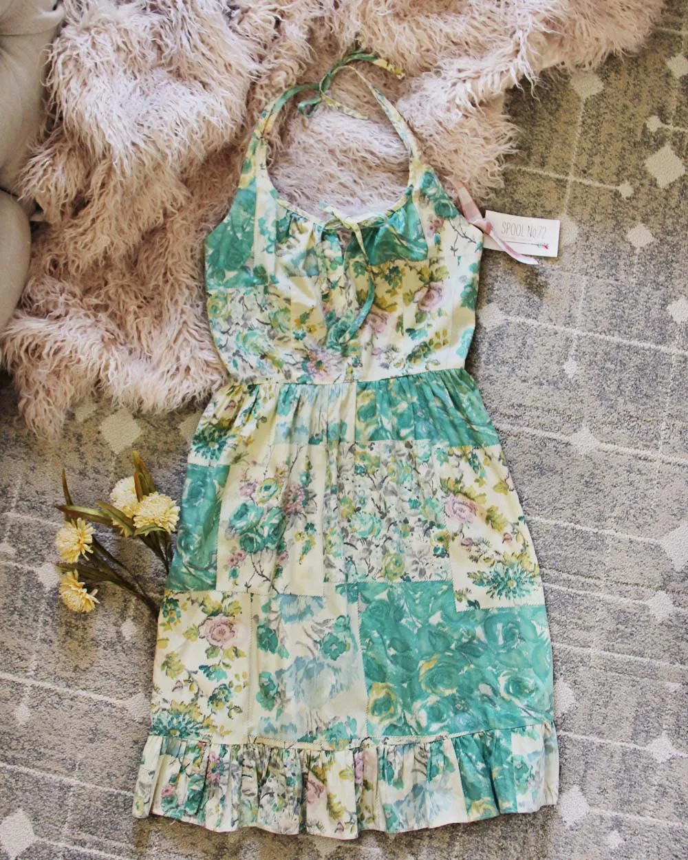 Vintage 70's Rose Vine Dress