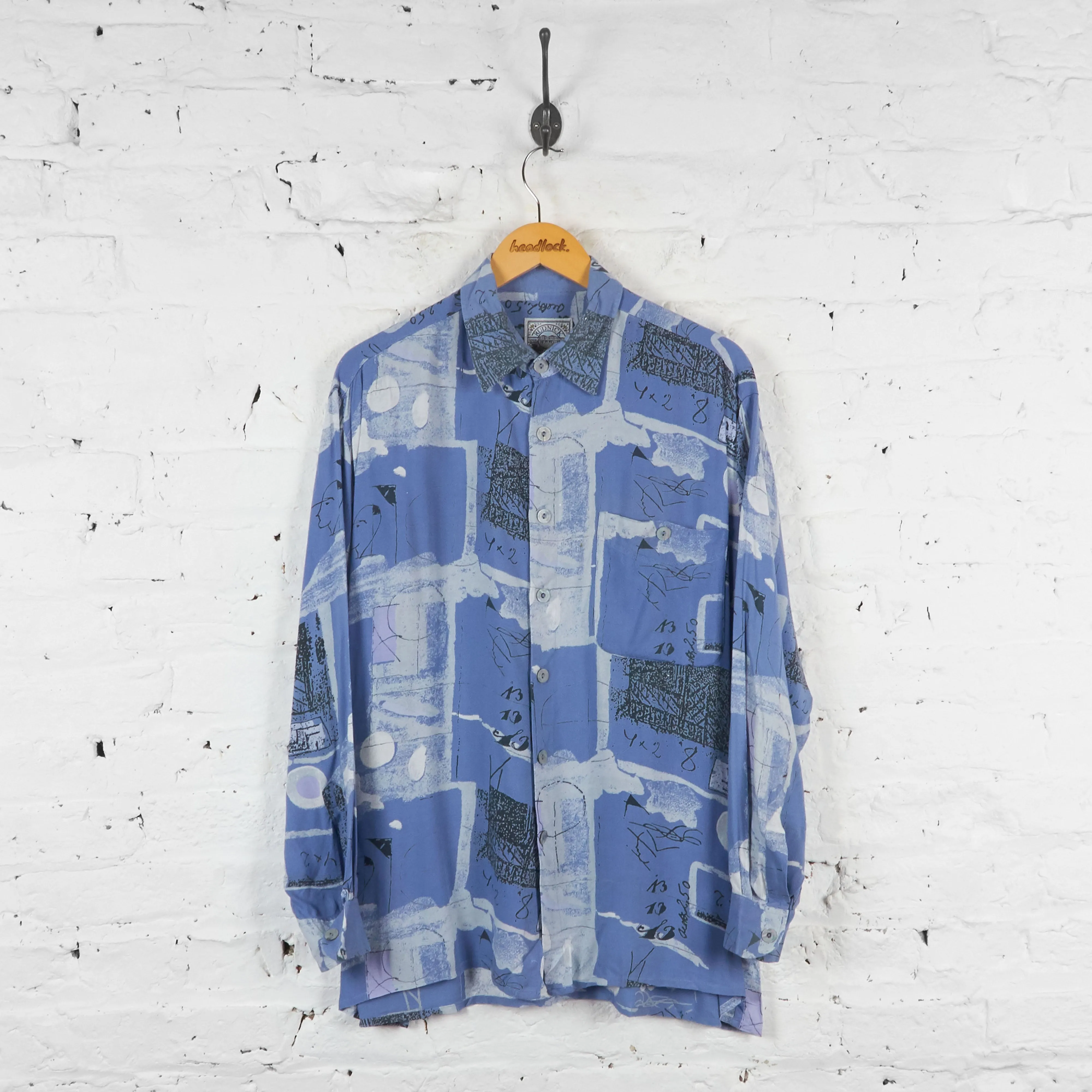 Vintage Abstract Pattern Shirt - Blue - XL
