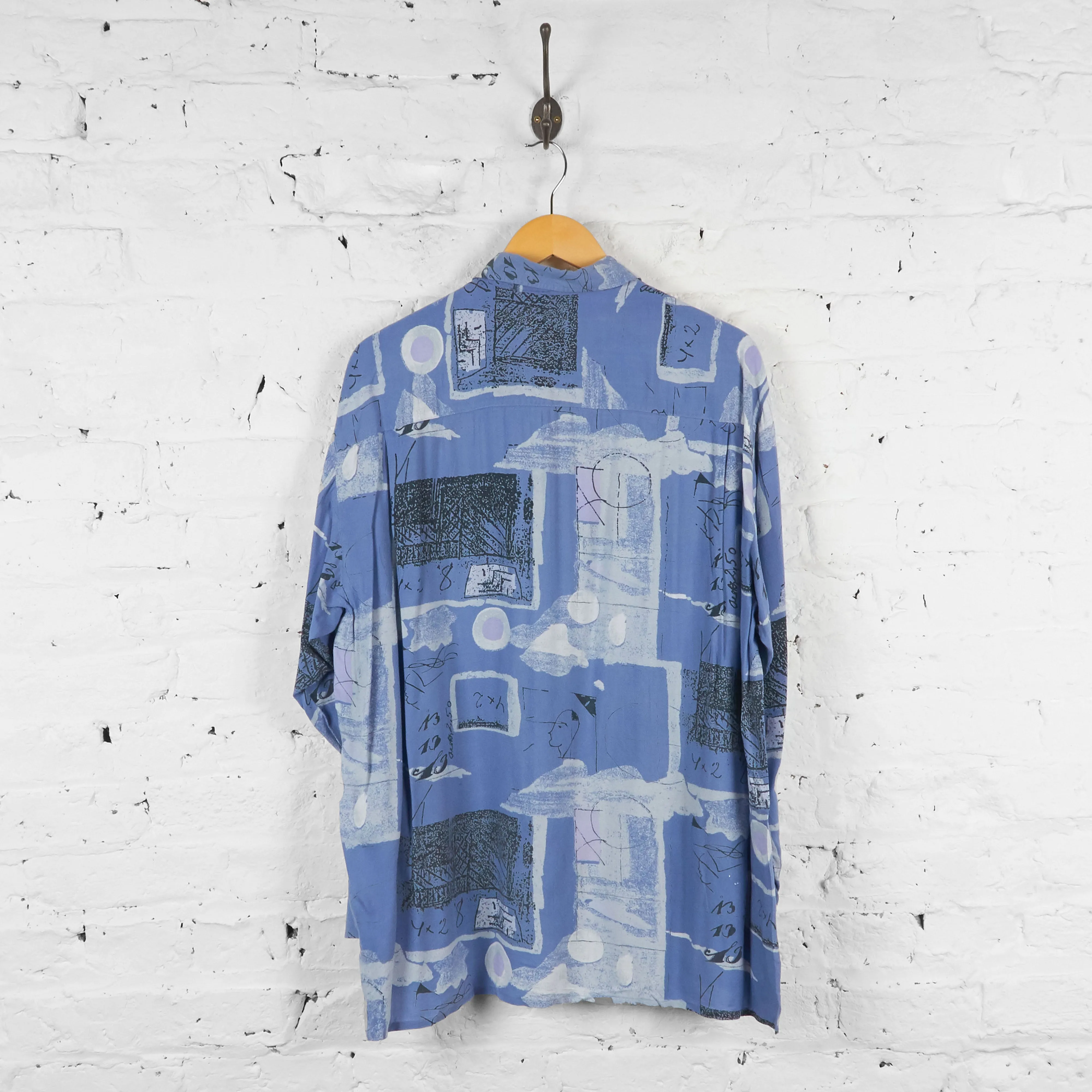 Vintage Abstract Pattern Shirt - Blue - XL