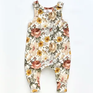 VINTAGE FLOWERS DUNGAREE ROMPER