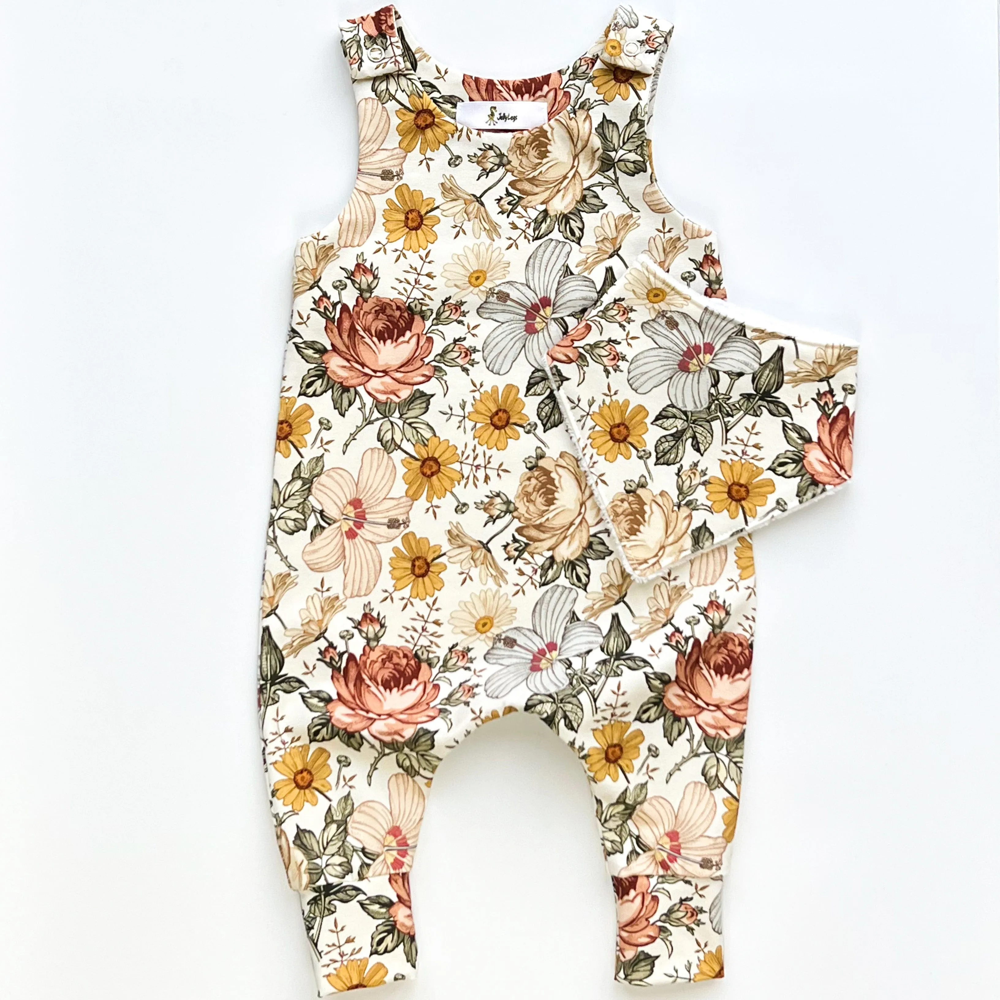 VINTAGE FLOWERS DUNGAREE ROMPER