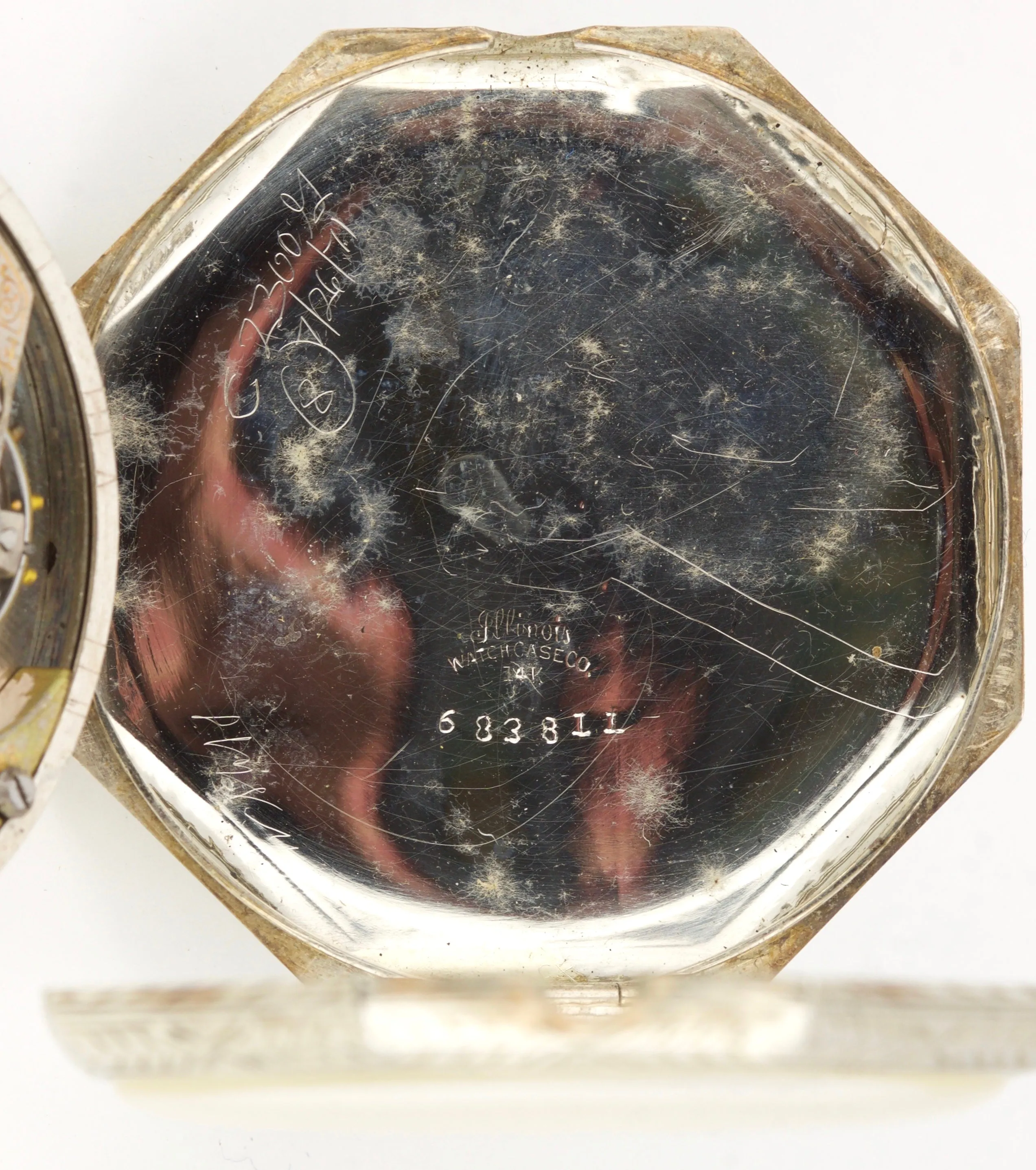 Vintage Men's Omega 585% 14K White Gold Silver 17J 44mm Open Face Pocket Watch