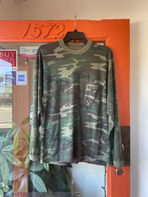 vintage unisex camo pocket long sleeve military army tee (ht2335)