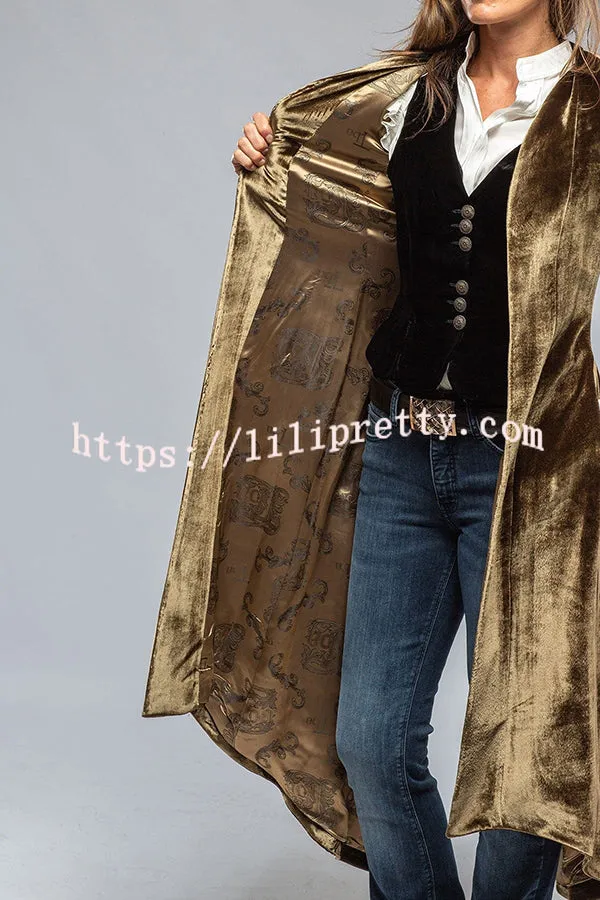 Vintage Velvet Long Loose Pocket Slit Coat